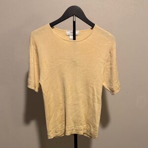 Silk/ Cotton Soft Yellow Short Sleeve Top
